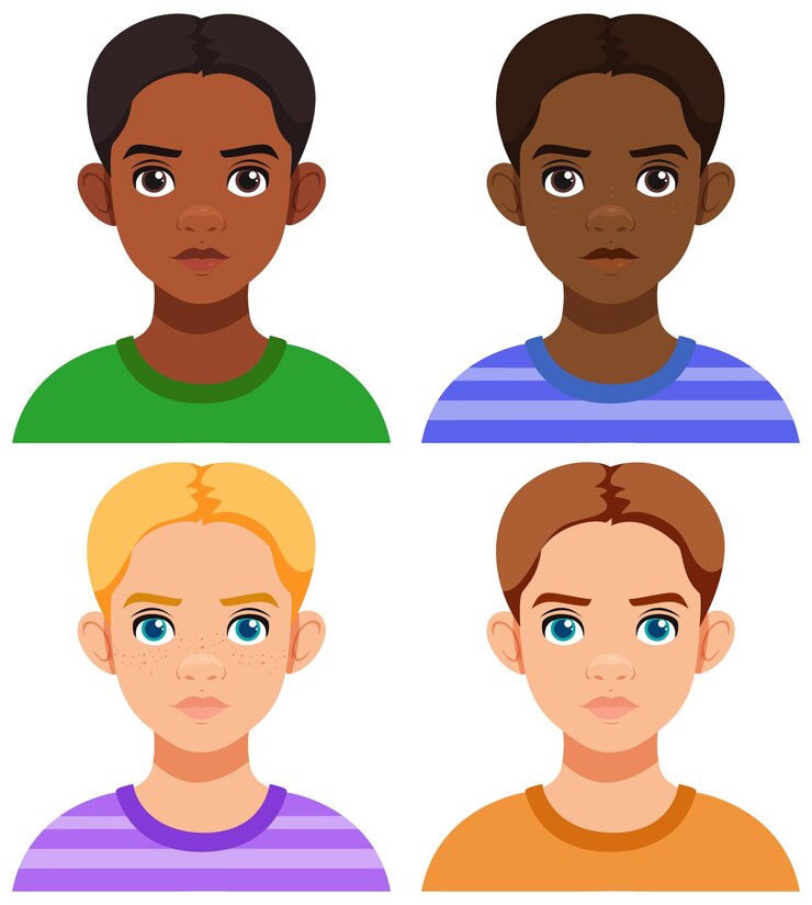 Vecteur gratuit divers avatars de jeunes garçons