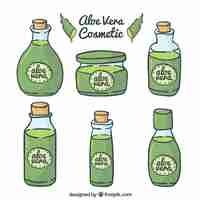 Vecteur gratuit divers cosmétiques à l'aloe vera à la main