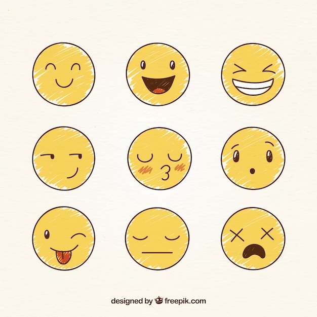 Divers dessiné à la main smileys drôle