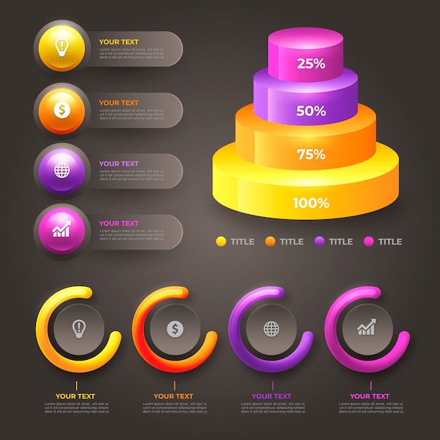 Divers Graphiques Statistiques Graphiques Brillants 3d