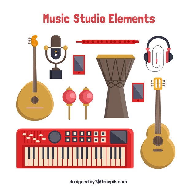 Divers instruments de musique en design plat