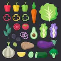 Vecteur gratuit divers pack de vecteur de légumes biologiques frais