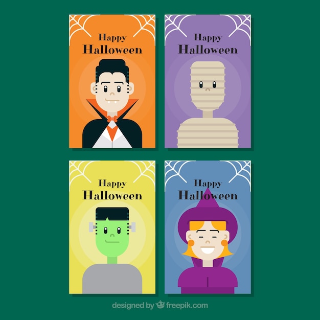 Diverses Cartes Halloween Avec Des Costumes