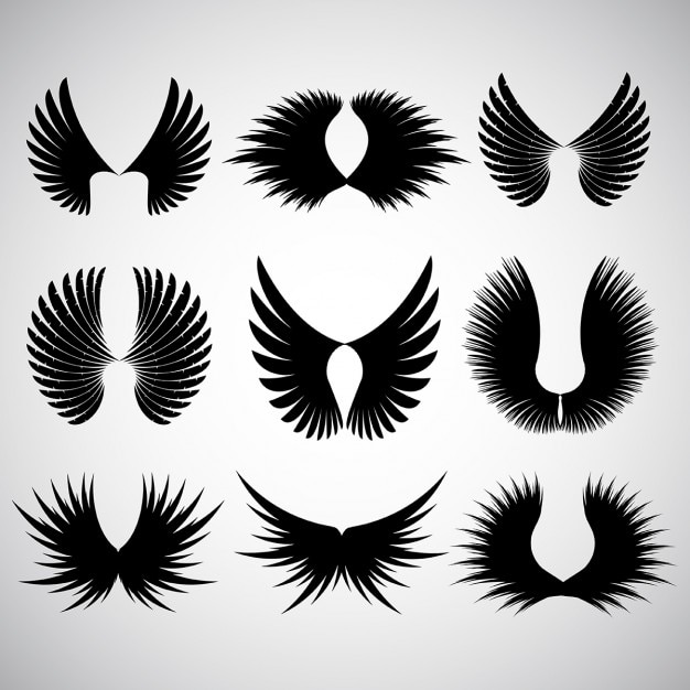 Vecteur gratuit diverses conceptions différentes de silhoeuttes aile