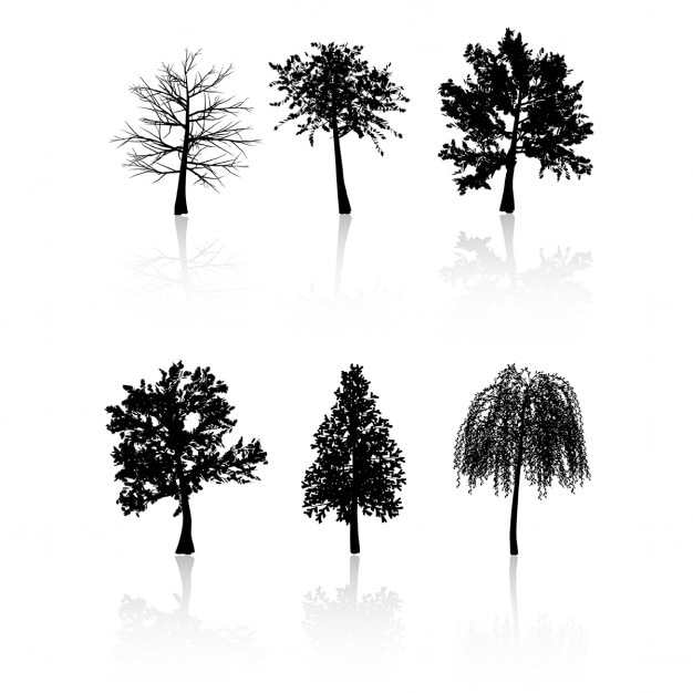 Vecteur gratuit diverses silhouettes d'arbres
