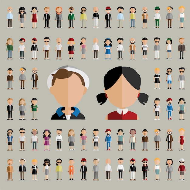 Diversity Community People Flat Design Icons Concept