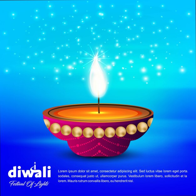 Diwali design fond bleu et vecteur de la typographie