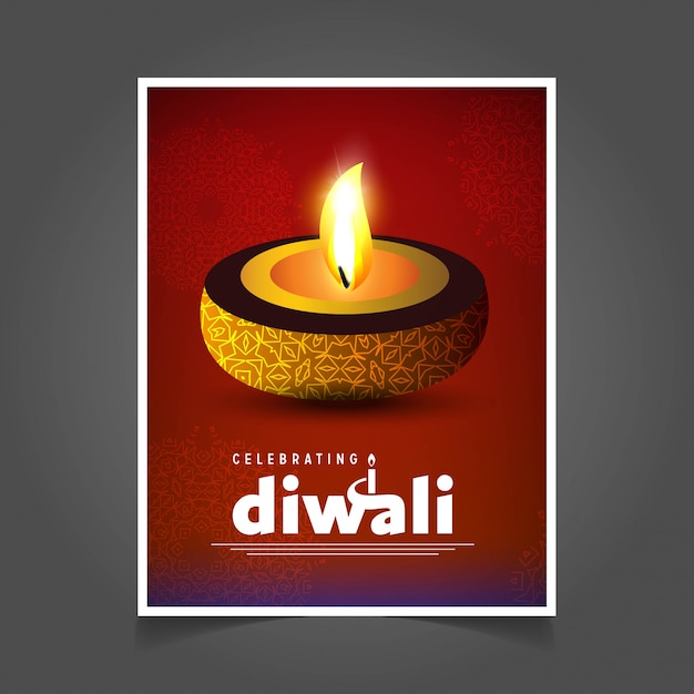 Diwali design fond brun et vecteur de typographie