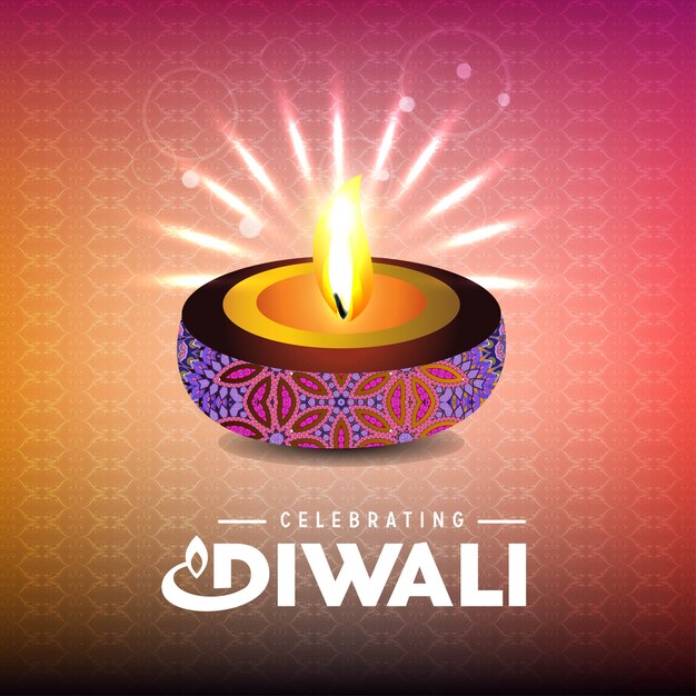 Diwali design avec fond clair et vecteur de typographie