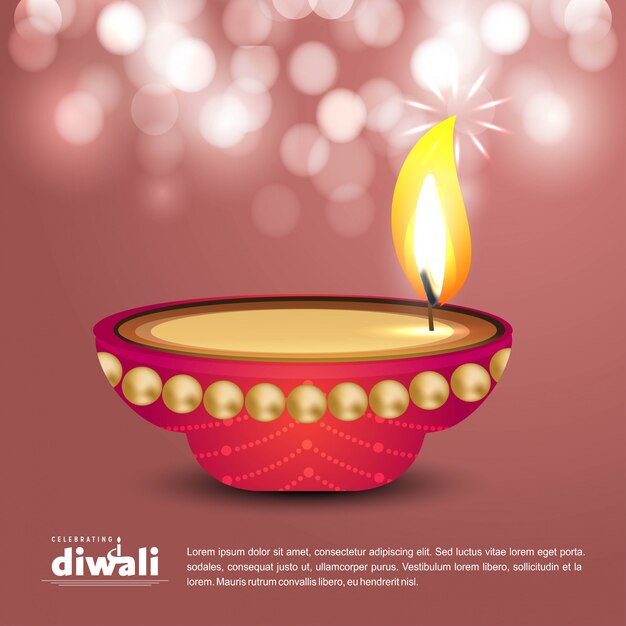 Diwali design avec fond clair et vecteur de typographie