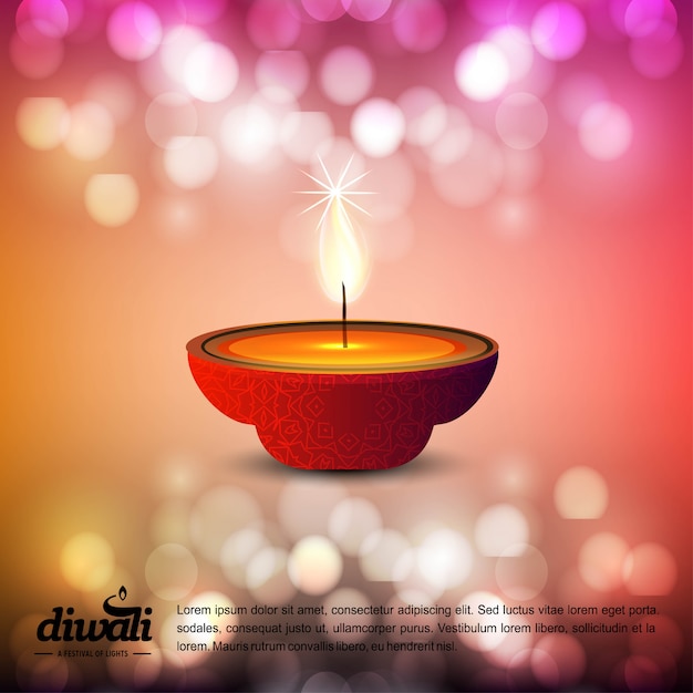 Diwali Design Avec Fond Clair Et Vecteur De Typographie