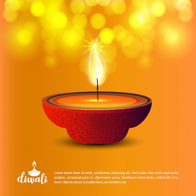 Diwali Design Avec Fond Jaune Et Vecteur De Typographie