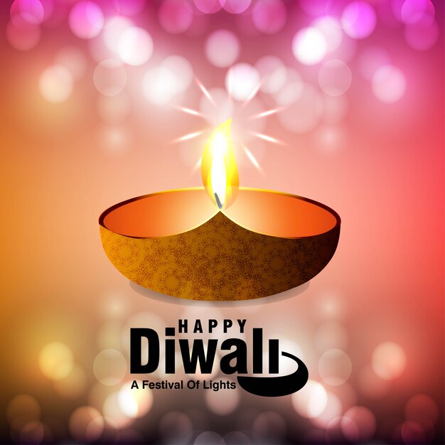Diwali design avec fond rose et vecteur de typographie