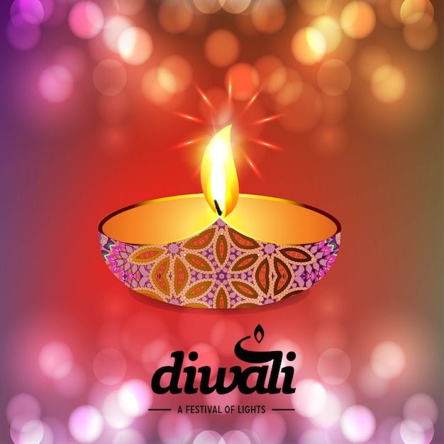 Diwali Design Avec Fond Rose Et Vecteur De Typographie