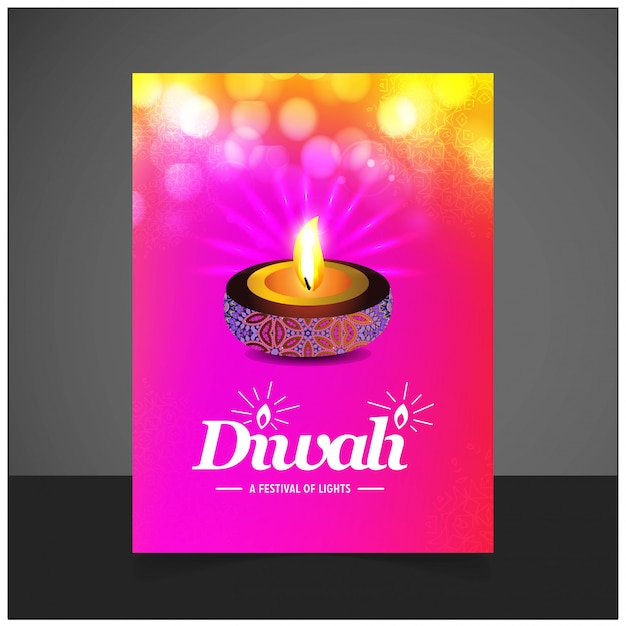 Diwali Design Avec Fond Rose Et Vecteur De Typographie