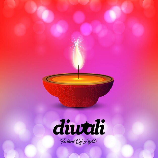 Diwali design avec fond rose et vecteur de typographie