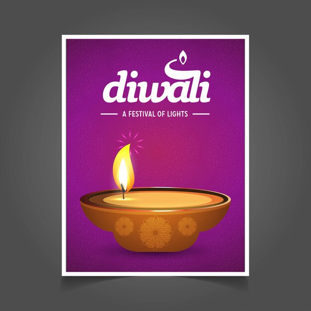 Diwali Design Fond Violet Et Vecteur De Typographie