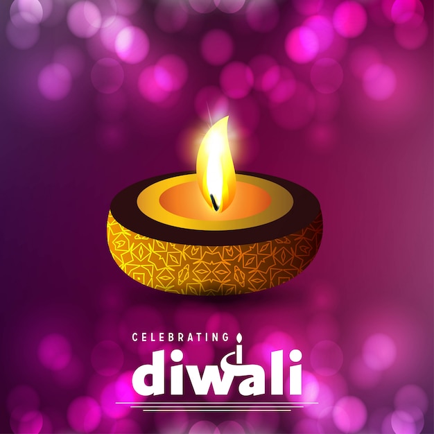 Diwali design fond violet et vecteur de typographie