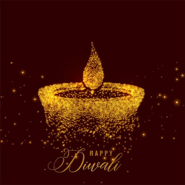 Diwali diya créatif fait avec des particules d&#39;or