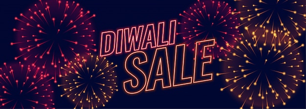 Diwali Vente Bannière De Festival De Feux D'artifice