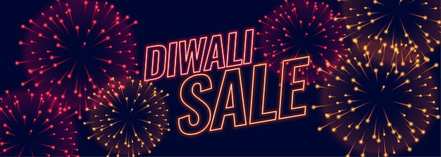 Diwali vente bannière de festival de feux d'artifice