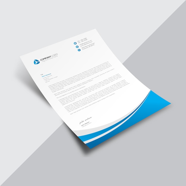Document d&#39;affaires blanc avec des détails bleus élégants