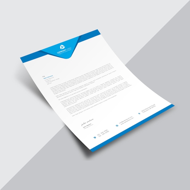 Vecteur gratuit document commercial bleu et blanc