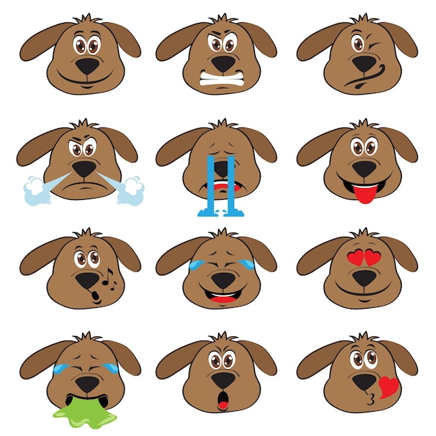 Vecteur gratuit dog emojis set