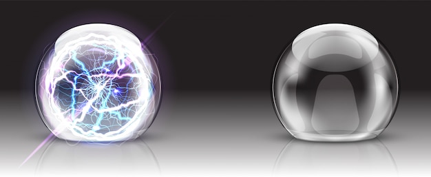 Dôme en verre, boule électrique ou sphère réaliste
