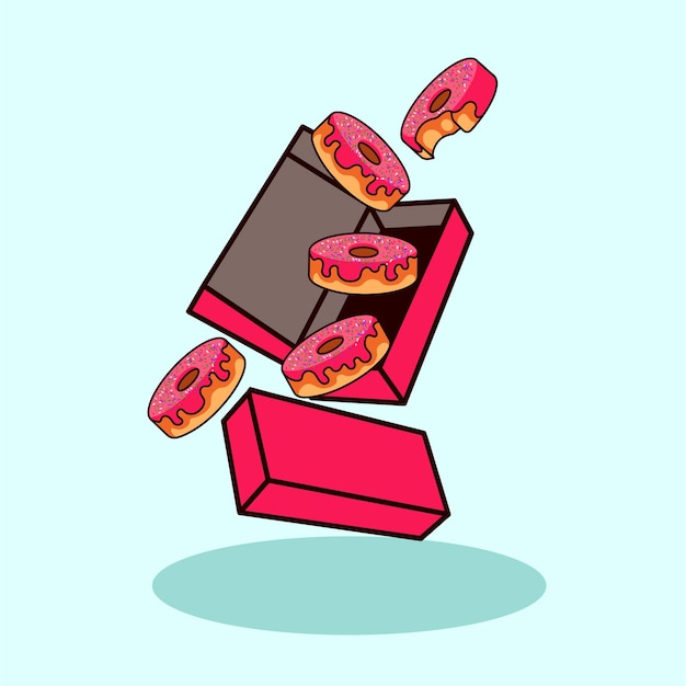 Donuts avec boîte icône illustration style moderne