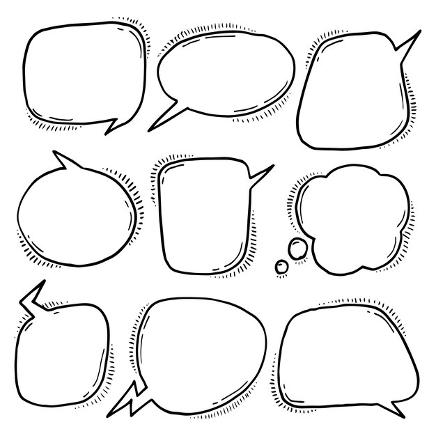 Vecteur gratuit doodle collection de dessins de bulles dessinées à la main