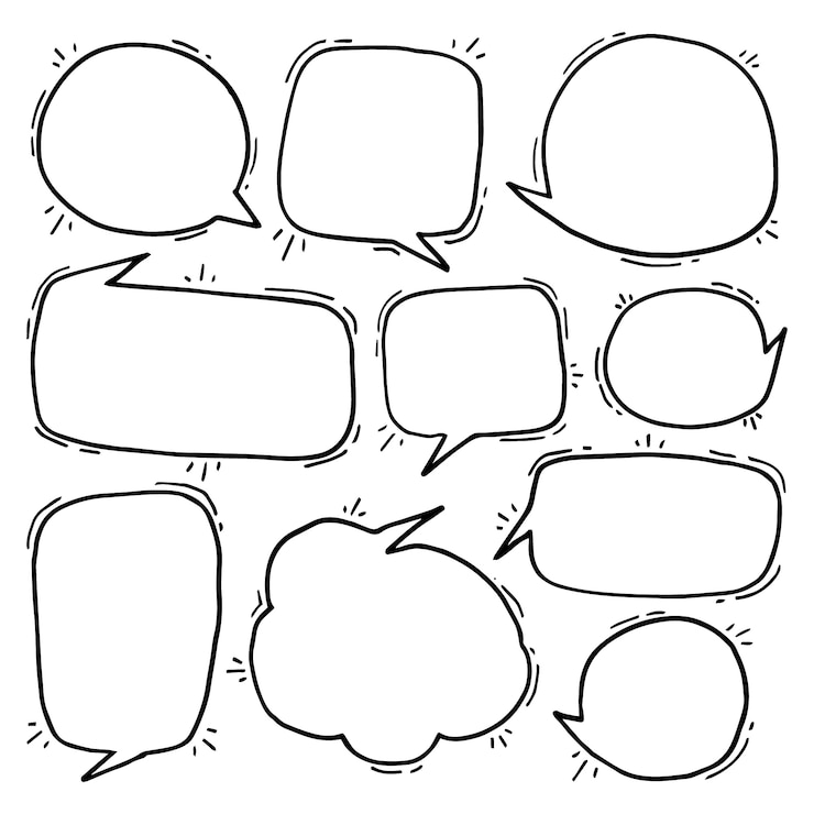 Vecteur gratuit doodle collection de dessins de bulles dessinées à la main