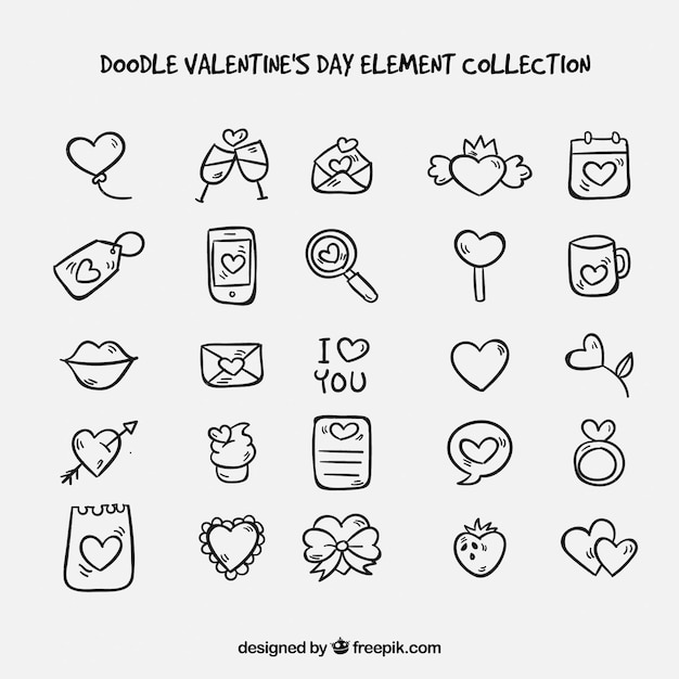 Doodle Collection D'éléments De La Saint-valentin