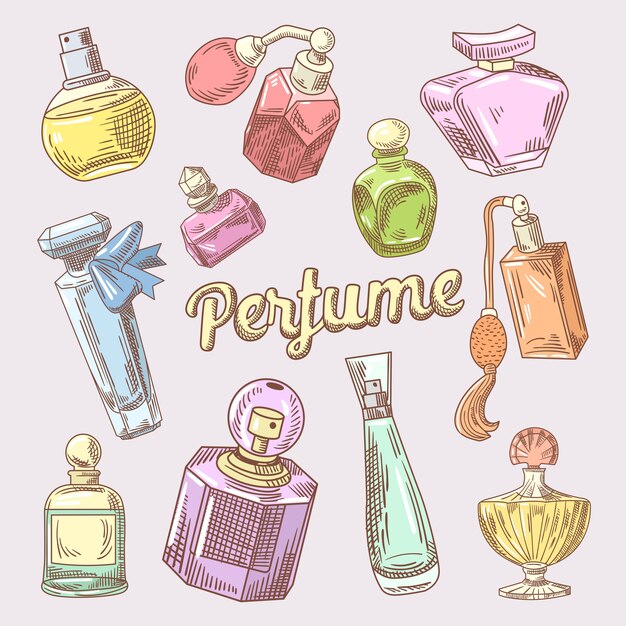Dessin Bouteilles De Parfum Vecteur Gratuite