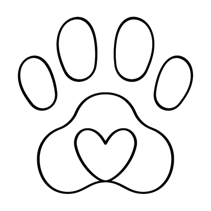 Vecteur gratuit le doodle du cœur imprimé par la patte