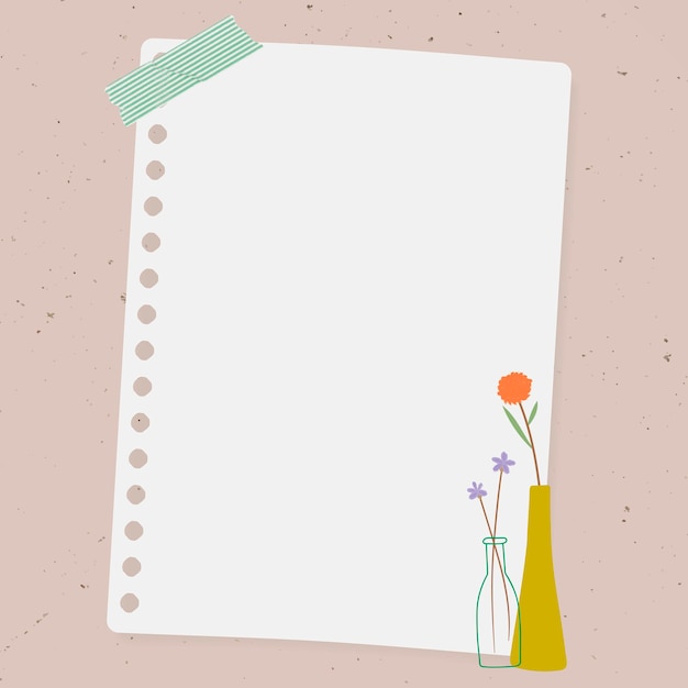 Vecteur gratuit doodle fleurs dans des vases papier sur fond rose