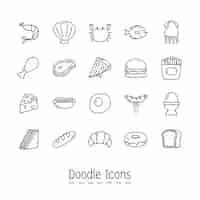 Vecteur gratuit doodle food icons.