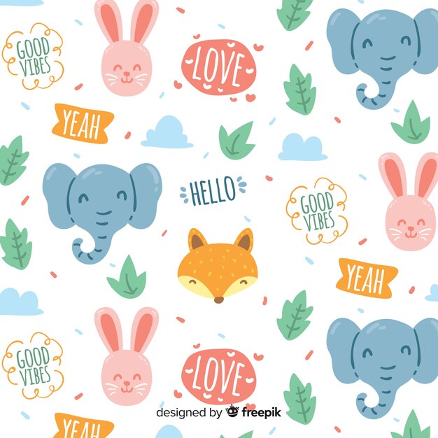 Doodle motif animaux et mots