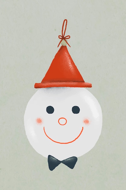 Vecteur gratuit doodle de noël, bonhomme de neige, illustration mignonne