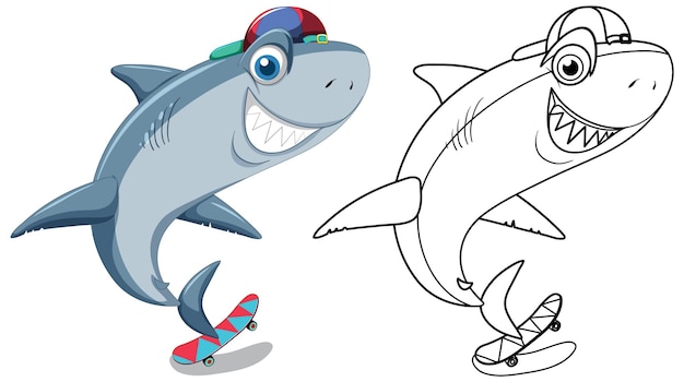 Vecteur gratuit doodle personnage animal pour requin