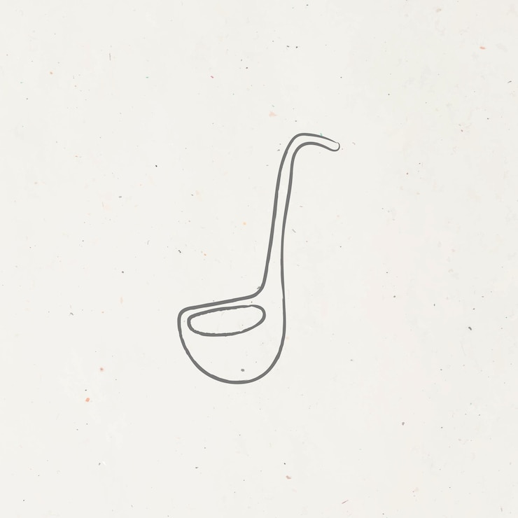 Vecteur gratuit doodle vecteur de louche de soupe de cuisine