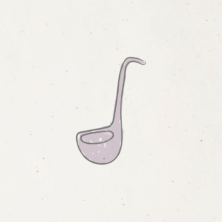 Vecteur gratuit doodle vecteur de louche de soupe de cuisine