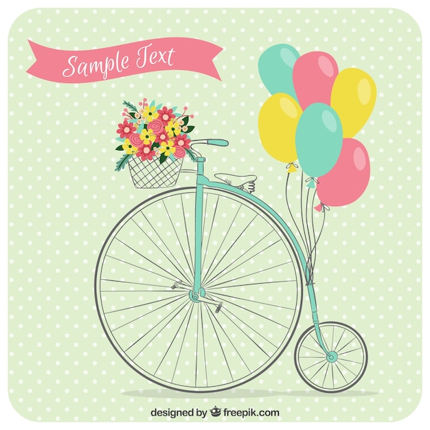 Dotted vintage background avec monocycle et ballons