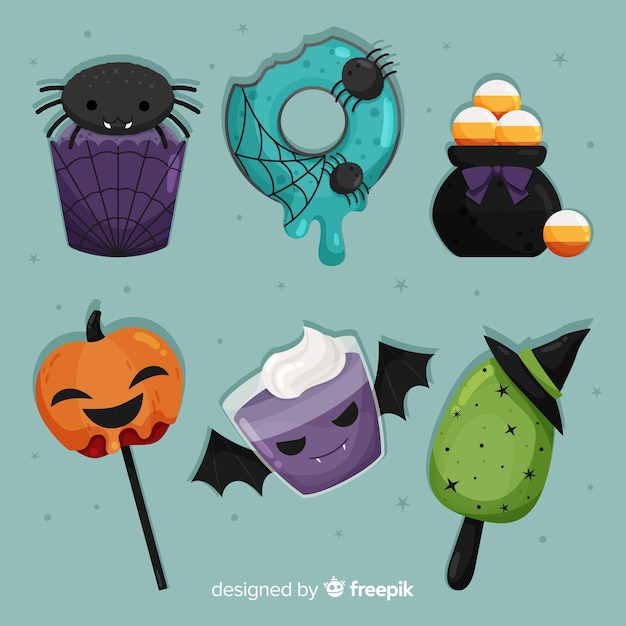 Douce collection de délicieux bonbons d'halloween