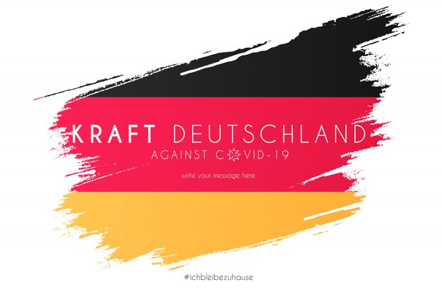 Drapeau allemand en splash aquarelle avec message de soutien