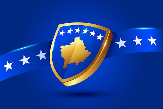 Vecteur gratuit drapeau du kosovo dégradé et emblème national