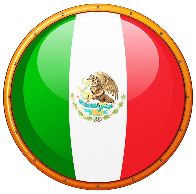 Drapeau du Mexique sur badge rond