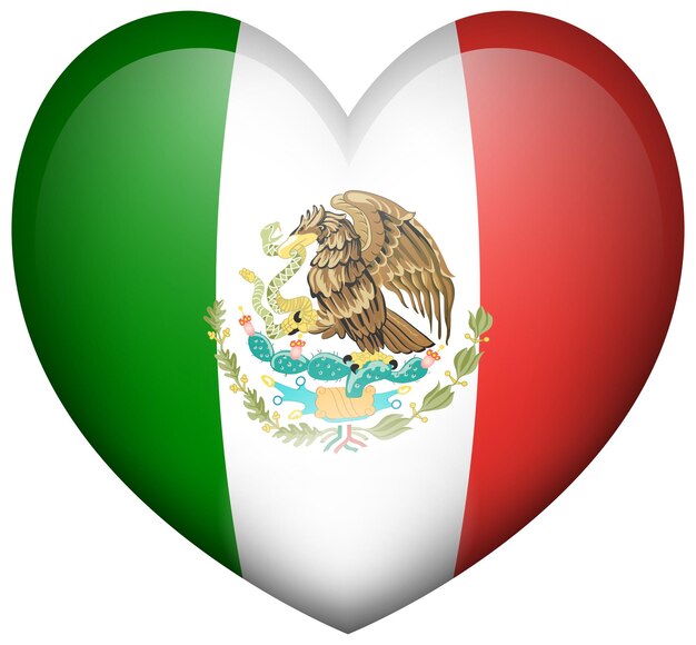 Drapeau du Mexique en forme de coeur