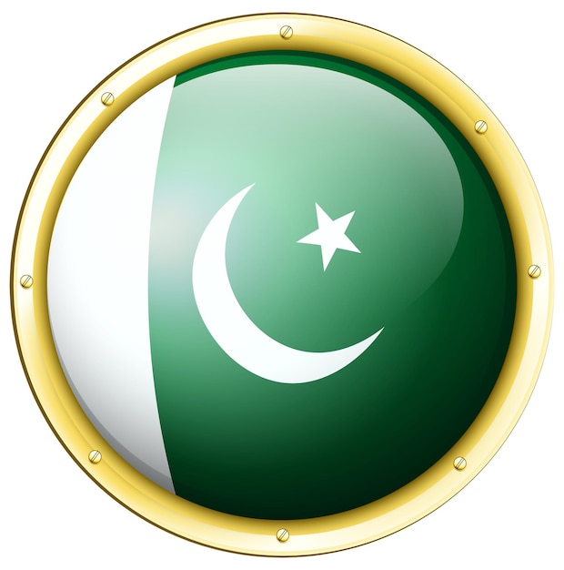 Vecteur gratuit drapeau du pakistan sur badge rond