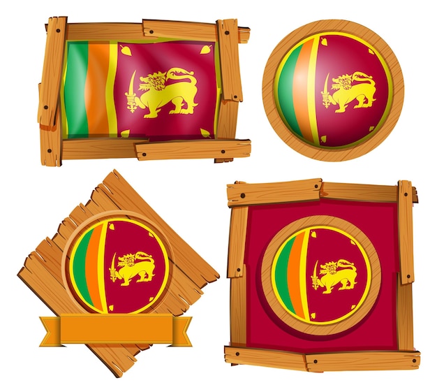 Vecteur gratuit drapeau du sri lanka dans différents cadres